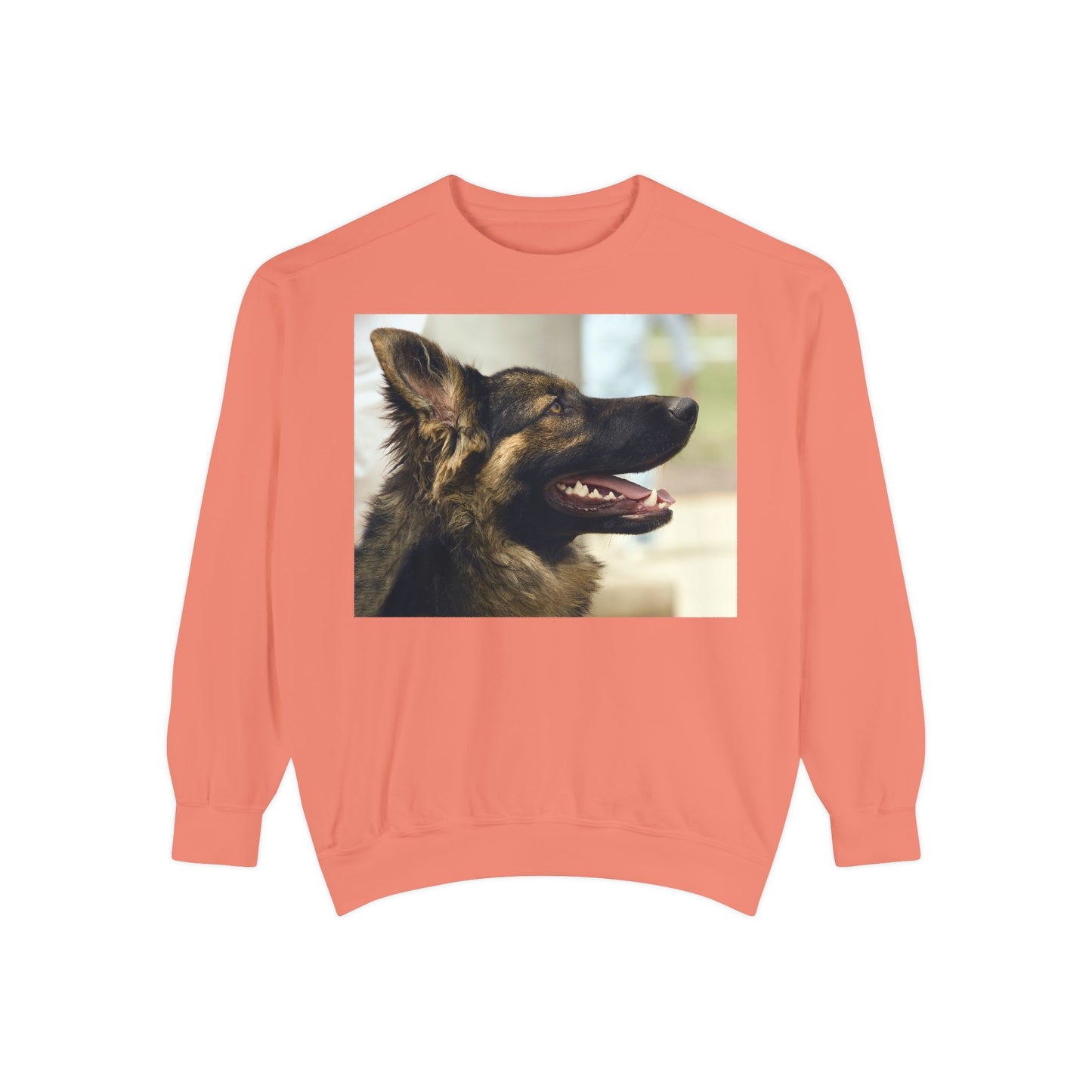 Unisex Dog Lover Sweatshirt With Close Up of Working German Shepherd Mouth Opened