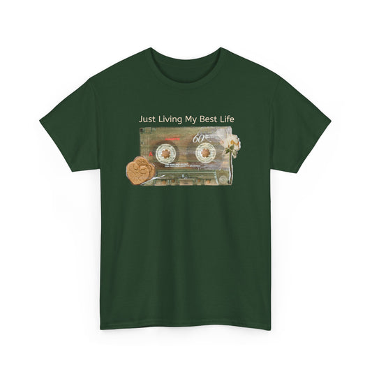 Just Living My Best Life Tee, Vintage Cassette T-Shirt, Casual Wear, Gift for Friends, Music Lover's Apparel