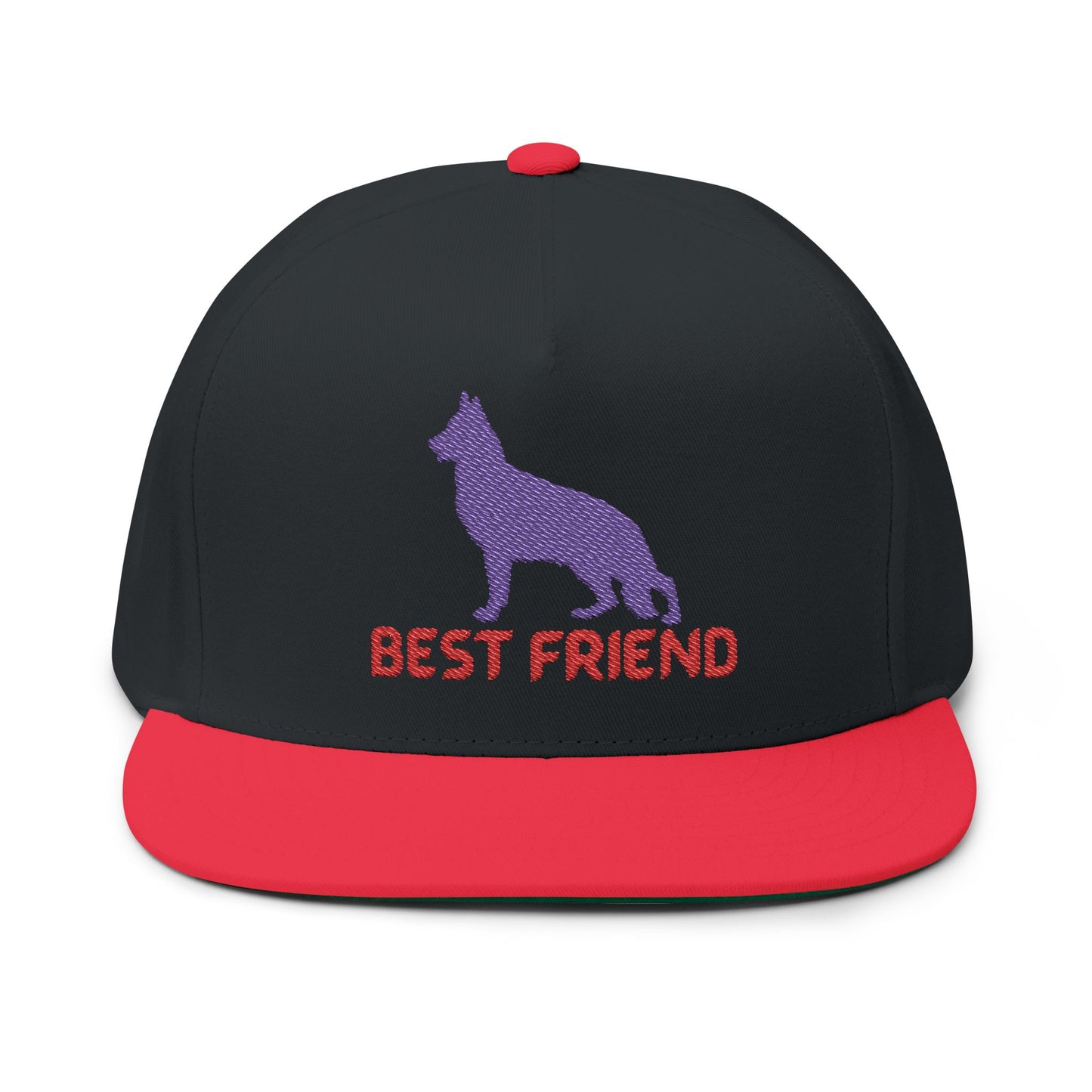 German Shepherd Flat Bill Embroidered Cap - Best Friend