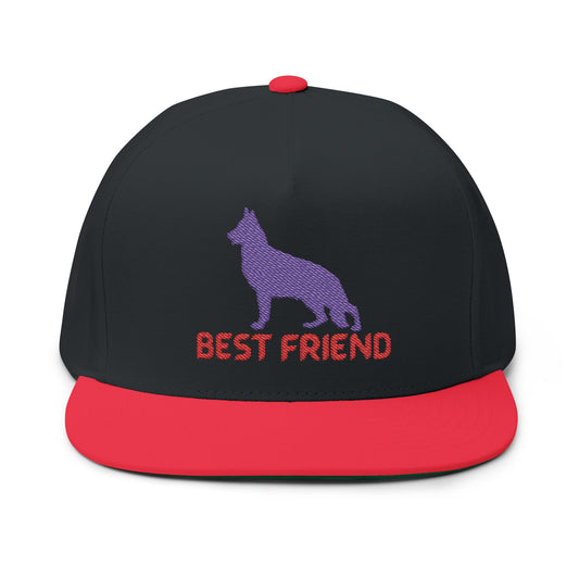 German Shepherd Flat Bill Embroidered Cap - Best Friend