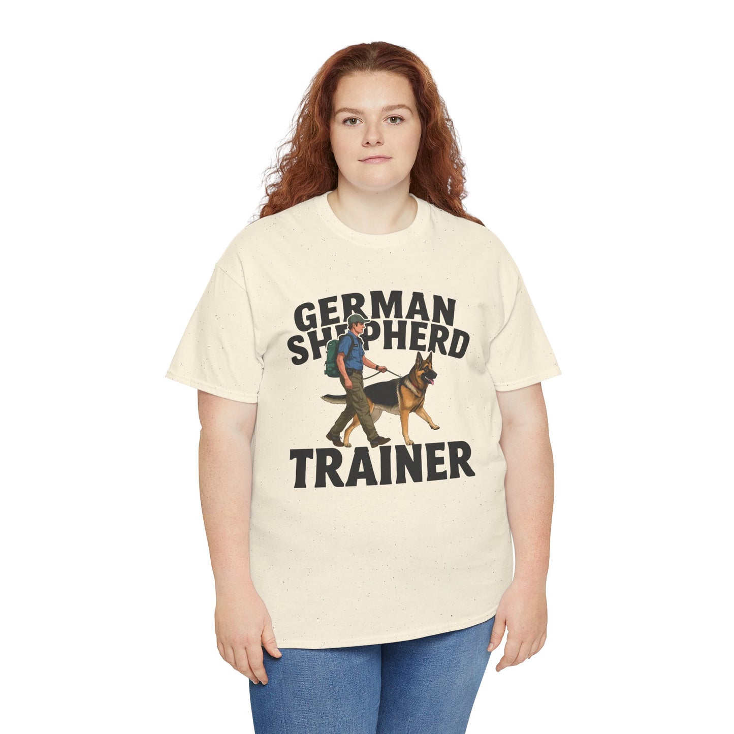 German Shepherd Trainer Tee - Man Holding a German Shepherd | Dog Lover Gift