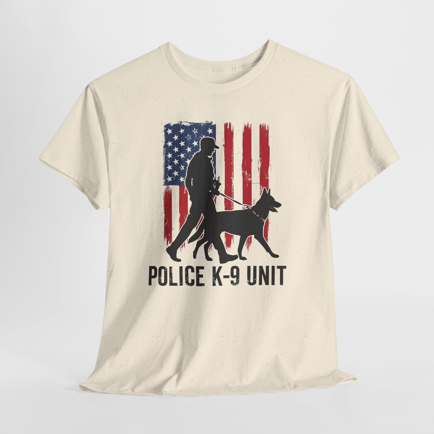Patriotic Police K-9 Unit Heavy Cotton Tee, Unisex Cotton Shirt for Dog Lovers, Law Enforcement Apparel, Gifts for Police Officers