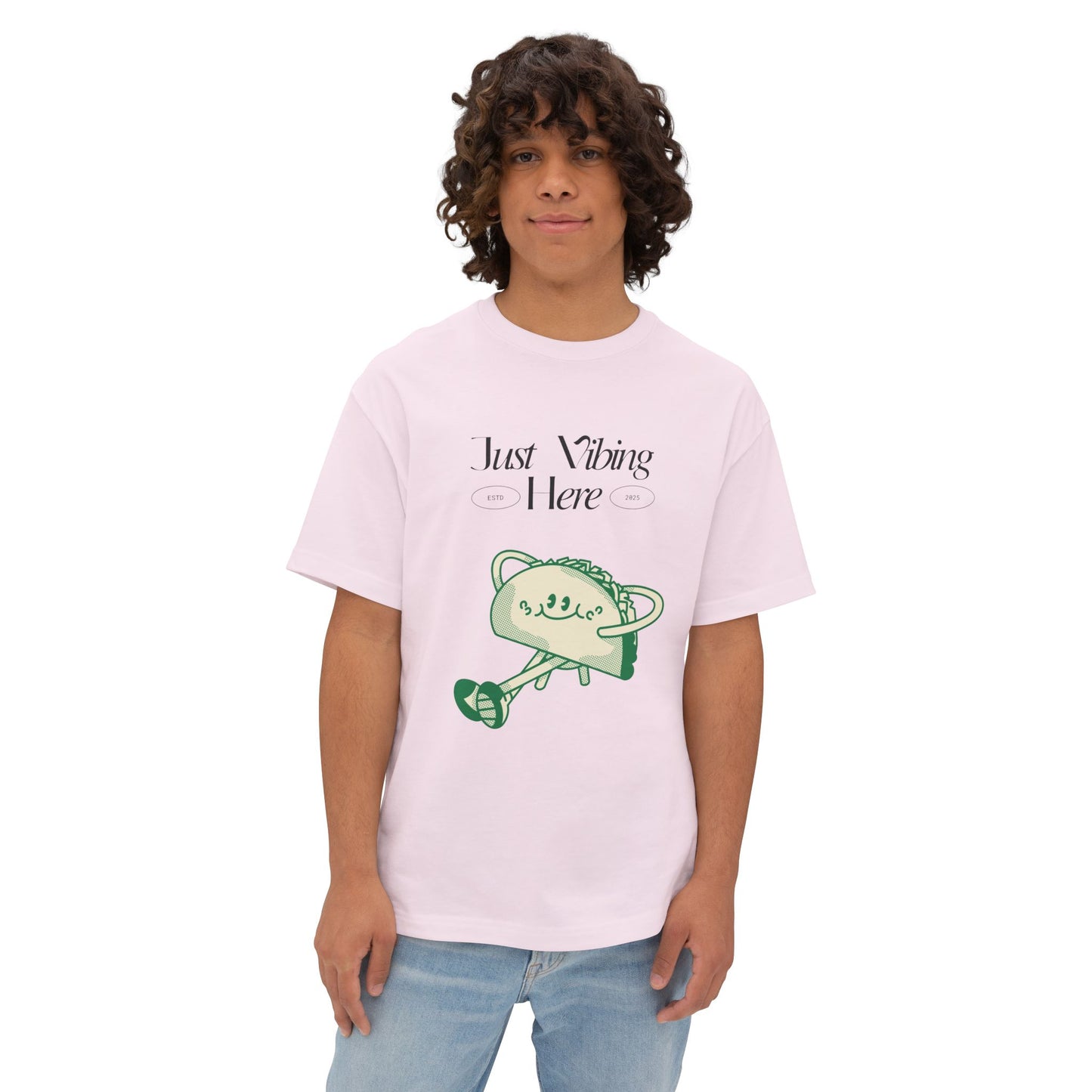 Just Vibing Here Unisex Oversized Tee, Casual Graphic Top, Everyday Wear, Comfortable Summer Shirt, Unique Gift Idea, Relaxed Fit Tee