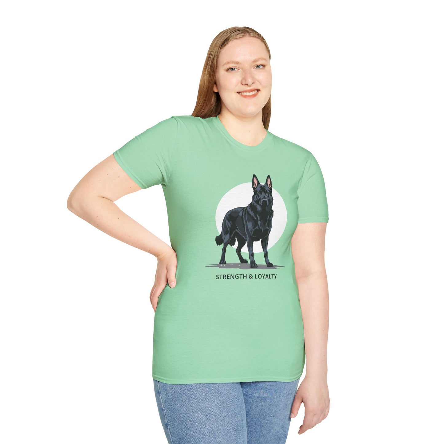 Strength & Loyalty German Shepherd Dog T-Shirt, Unisex Pet Lover Tee, Gifts for Dog Owners, Animal Lovers Apparel, Casual Everyday Wear, Black Dog Shirt