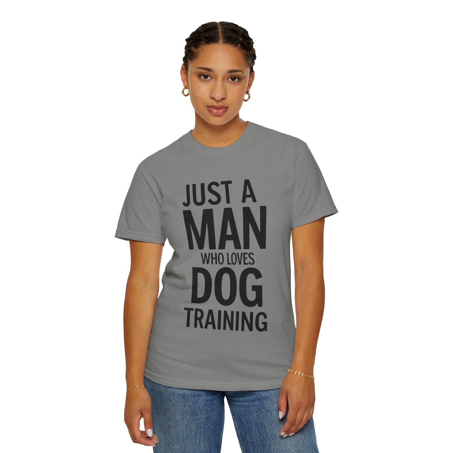 Dog Training Enthusiast T-Shirt - Just a Man Who Loves Dog Training, Pet Lover Gift, Casual Comfort Wear, Dog Owner Apparel, Gift for Dog Lovers