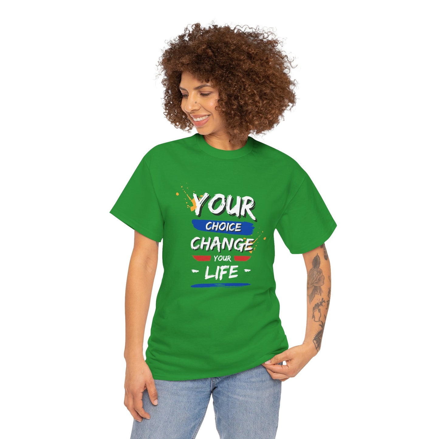 Inspirational Quote Unisex Heavy Cotton Tee - "Your Choice Change For Life", Motivational Shirt, Casual Wear, Gift Idea, Everyday Comfort