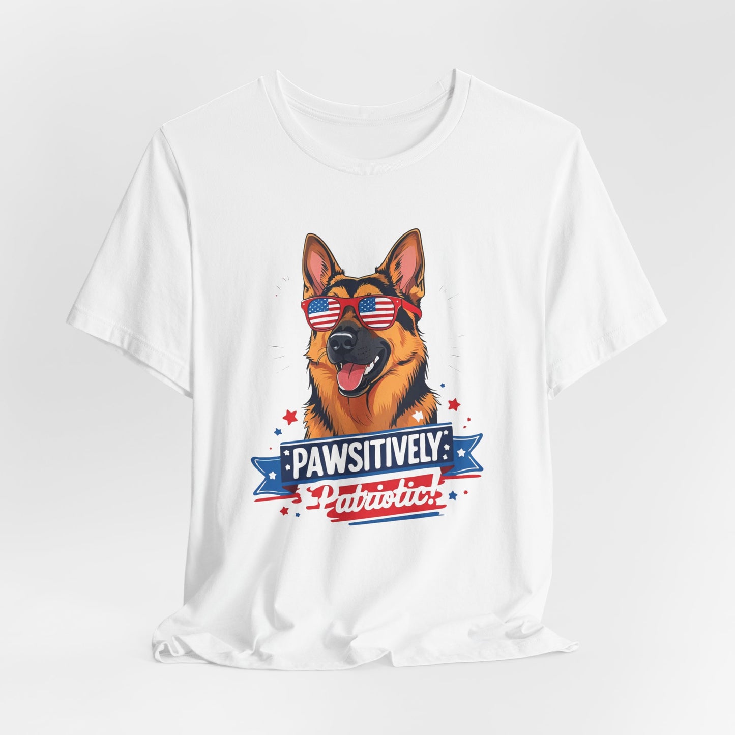 Pawsitively Patriotic German Shepherd Dog Tee, Unisex T-Shirt, Perfect for Summer Celebrations, Pet Lovers Gift, 4th of July Apparel