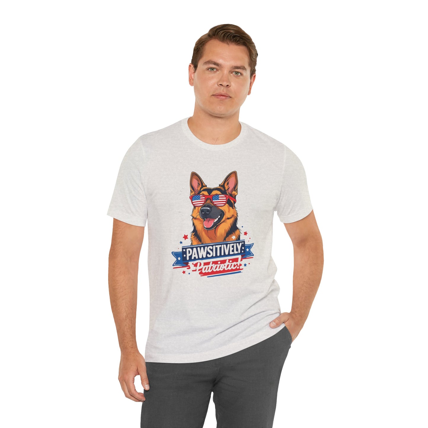 Pawsitively Patriotic German Shepherd Dog Tee, Unisex T-Shirt, Perfect for Summer Celebrations, Pet Lovers Gift, 4th of July Apparel