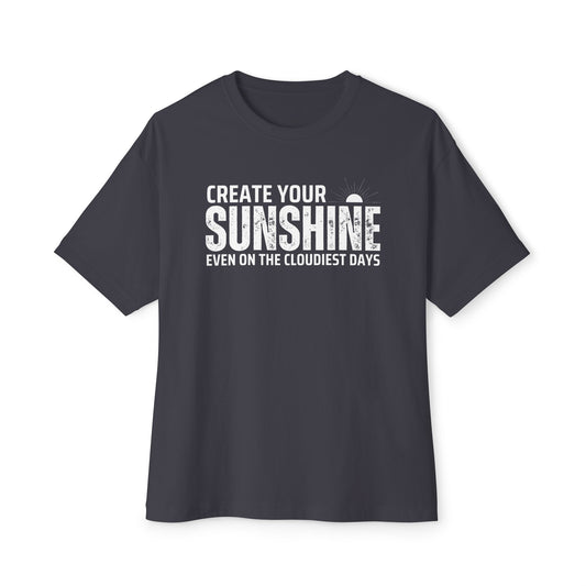 Create Your Sunshine Oversized Boxy Tee, Inspirational Gift, Casual Wear, Summer Vibes, Motivational Tee, Everyday Comfort