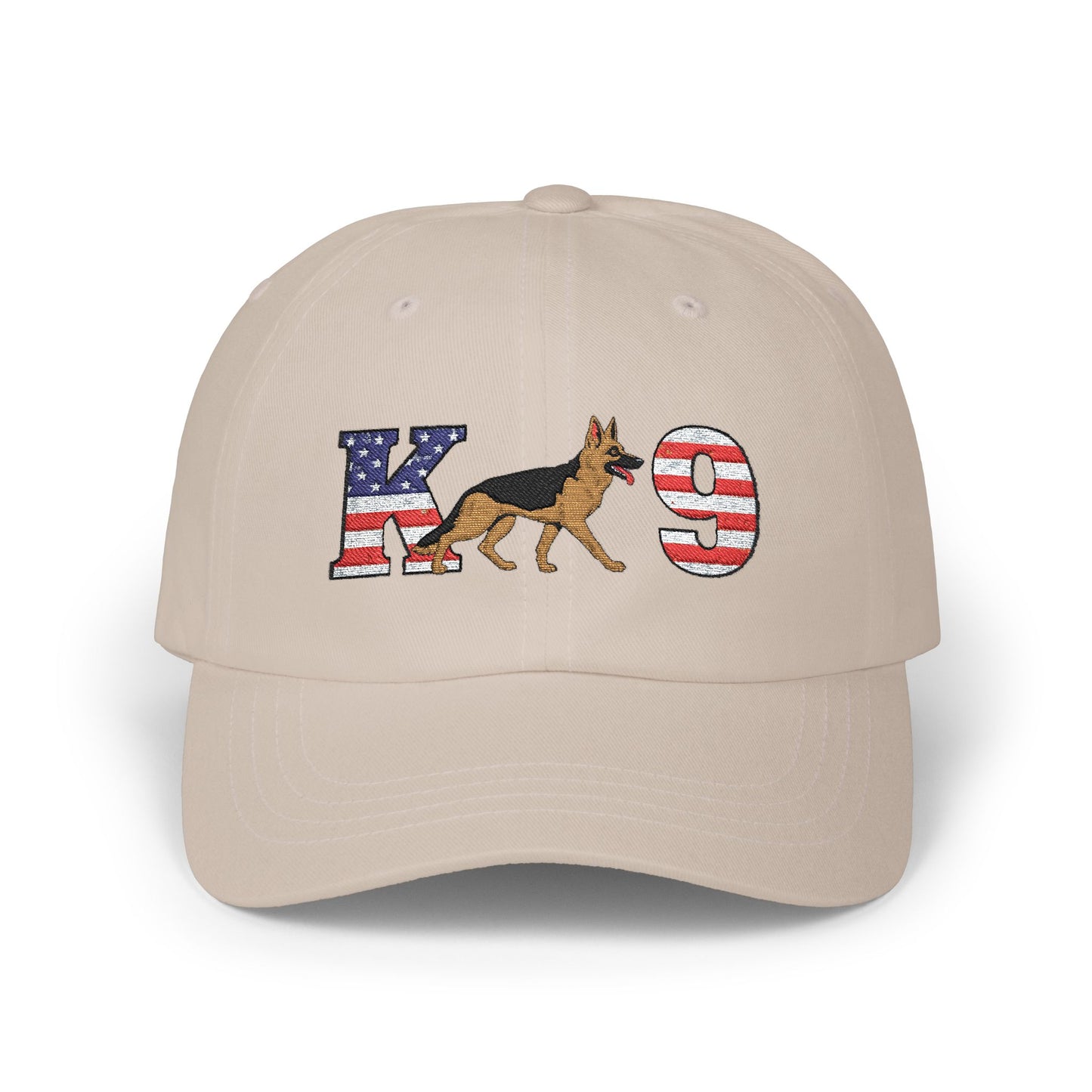 Patriotic K9 German Shepherd Dad Cap - USA Flag Design on K and 9 | Adjustable Baseball Hat | Gift for Dog Lovers