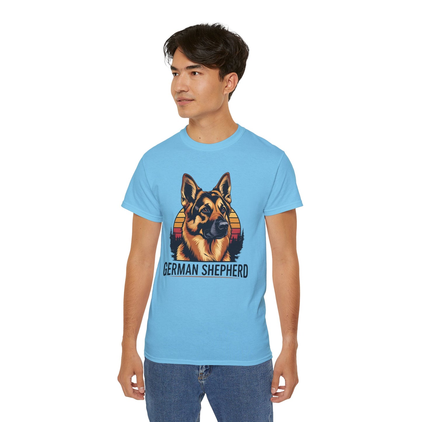 German Shepherd Ultra Cotton Tee, Dog Lover Gift, Retro Design, Pet Owner Shirt, Animal Apparel, Birthday Gift, Casual Wear