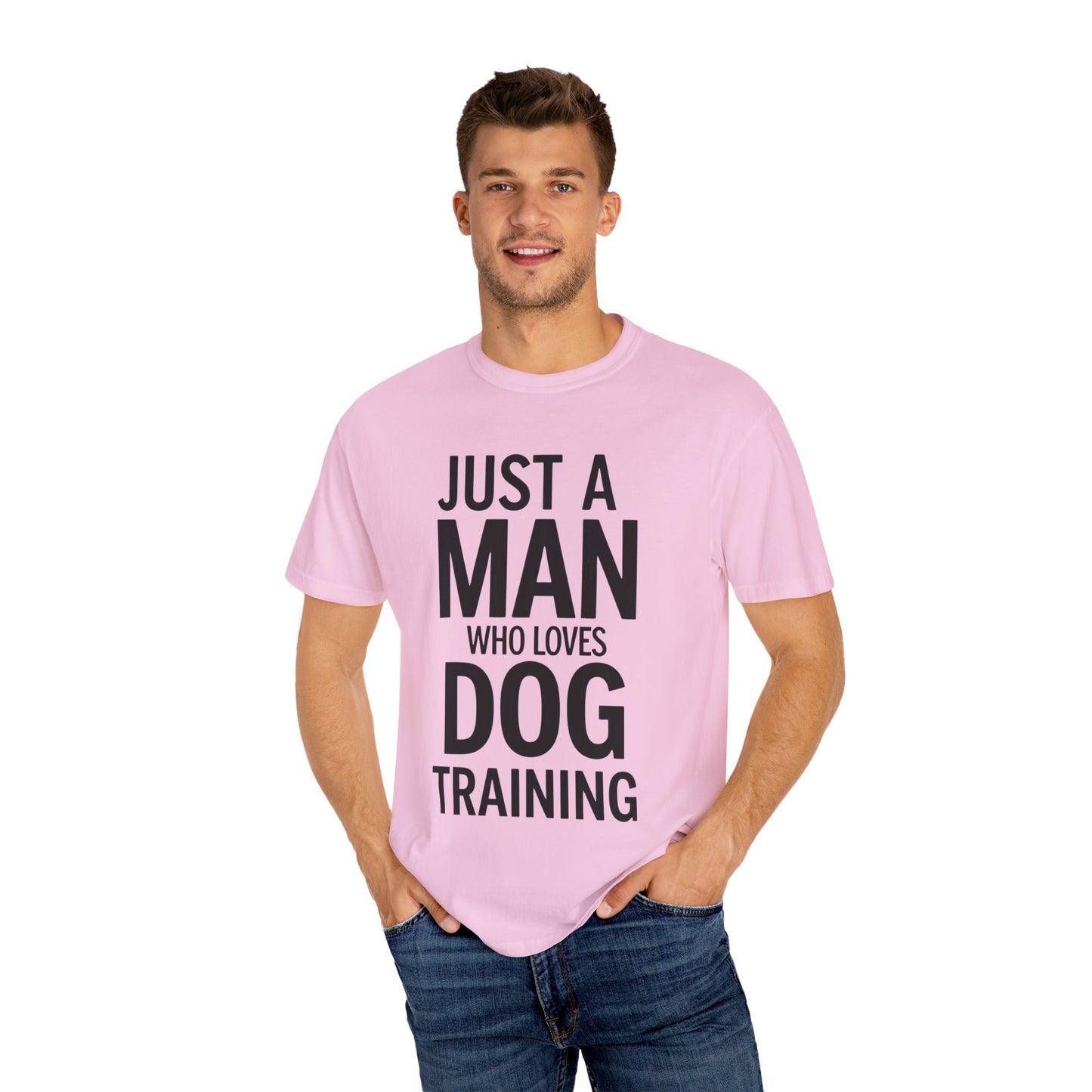 Dog Training Enthusiast T-Shirt - Just a Man Who Loves Dog Training, Pet Lover Gift, Casual Comfort Wear, Dog Owner Apparel, Gift for Dog Lovers