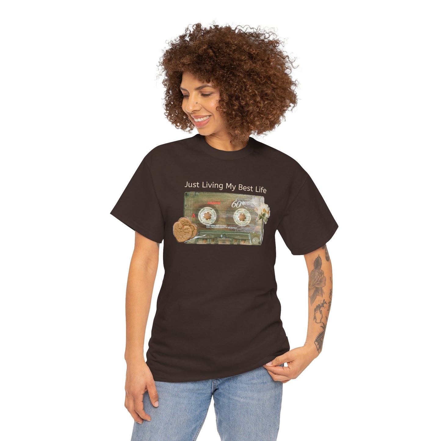 Just Living My Best Life Tee, Vintage Cassette T-Shirt, Casual Wear, Gift for Friends, Music Lover's Apparel