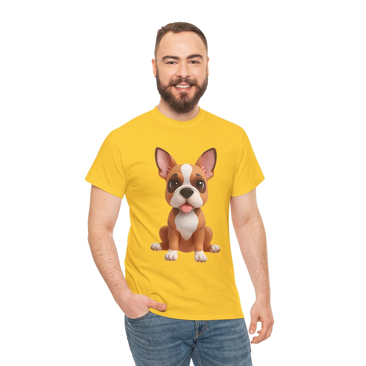 Cute 3D French Bulldog T-Shirt Unisex Heavy Cotton Tee, Dog Lover Gift