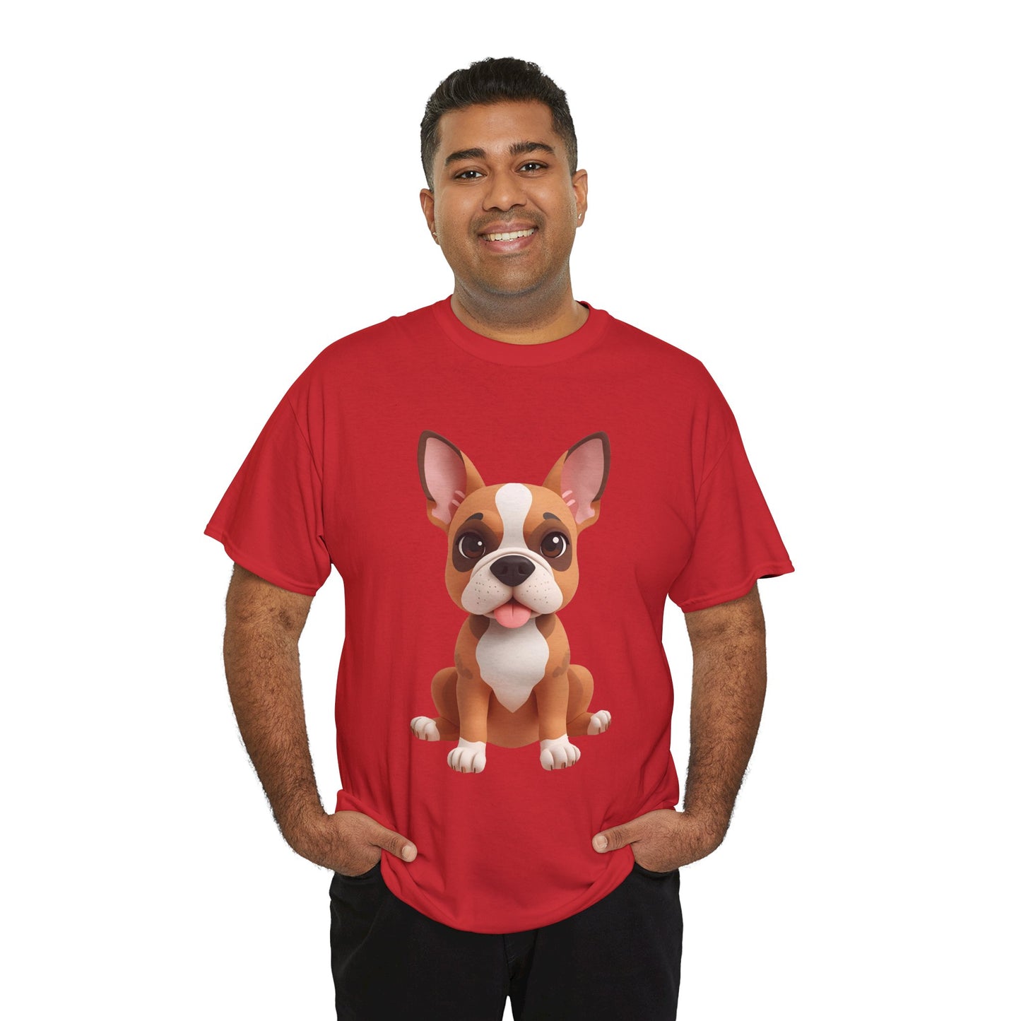 Cute 3D French Bulldog T-Shirt Unisex Heavy Cotton Tee, Dog Lover Gift