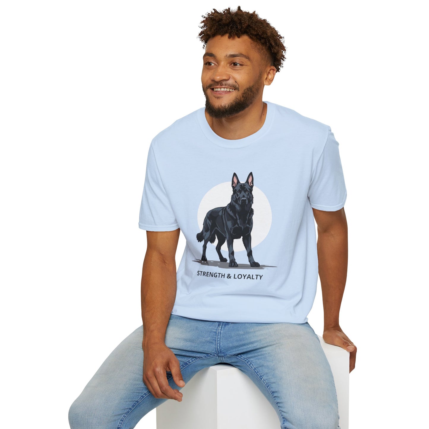 Strength & Loyalty German Shepherd Dog T-Shirt, Unisex Pet Lover Tee, Gifts for Dog Owners, Animal Lovers Apparel, Casual Everyday Wear, Black Dog Shirt