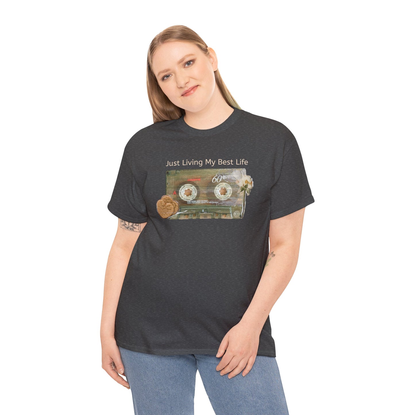 Just Living My Best Life Tee, Vintage Cassette T-Shirt, Casual Wear, Gift for Friends, Music Lover's Apparel