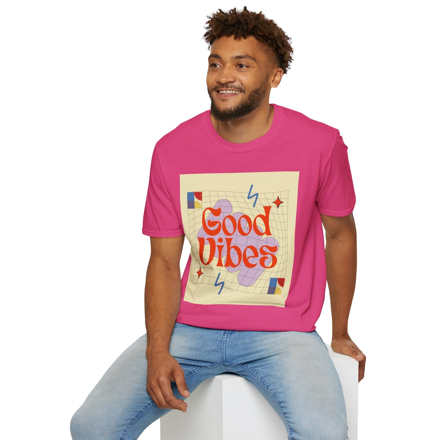 Good Vibes Unisex Softstyle T-Shirt, Relaxed Fit Tee, Casual Wear, Gift Idea, Positive Quotes, Everyday Comfort, Summer Fashion