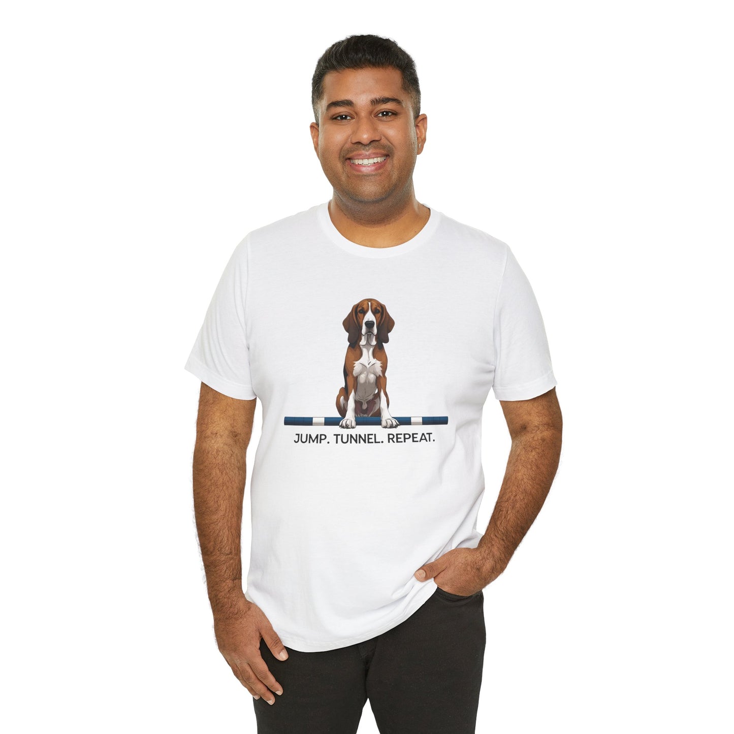Dog Agility Tee, Fun Pet Lover Shirt, Jump Tunnel Repeat T-Shirt, Dog Enthusiast Apparel, Gift for Dog Owners