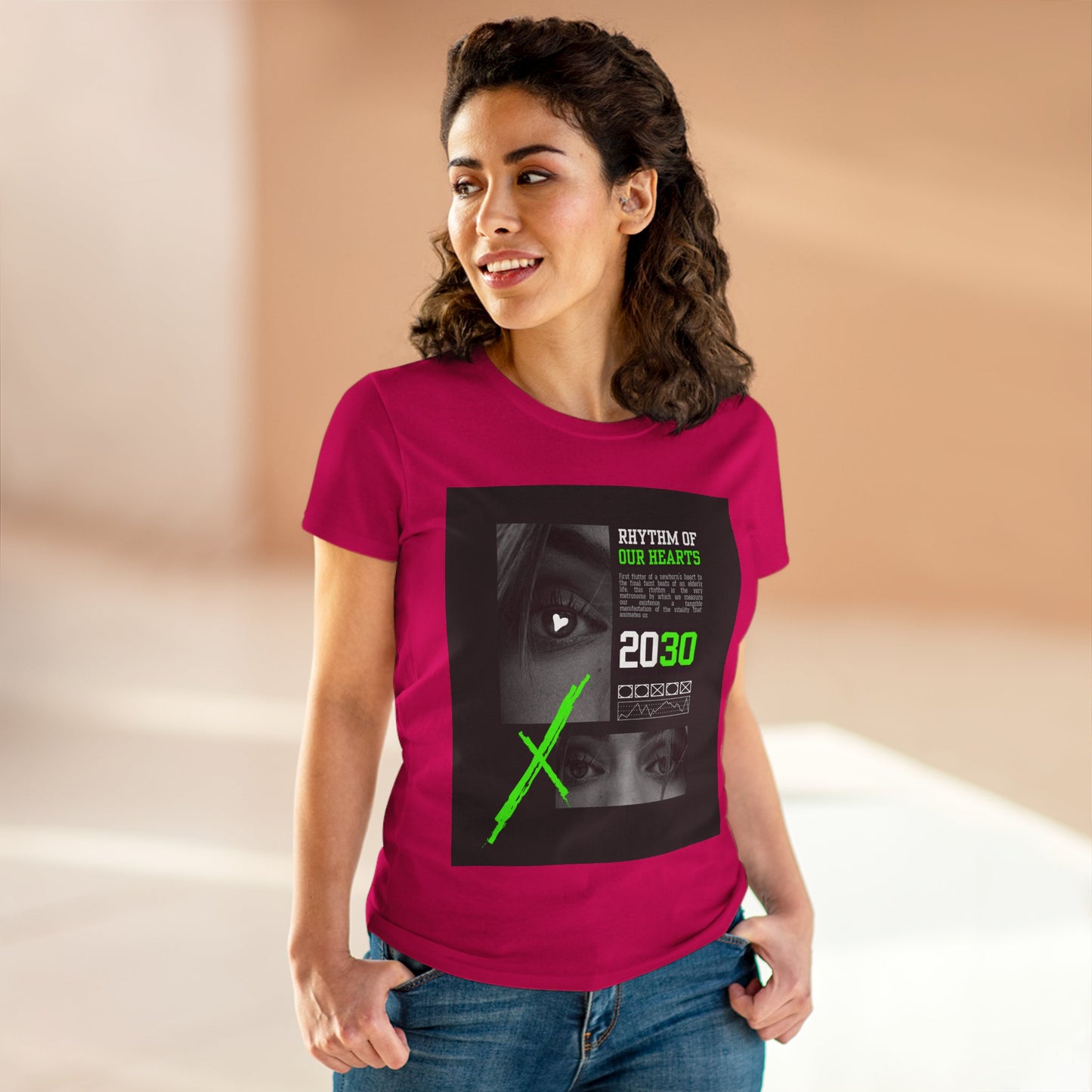 Women’s Graphic Tee, Rhythm of Our Hearts Shirt, Casual Wear, Music Lover Shirt, Gift for Her