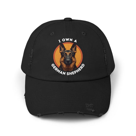 I Own a German Shepherd Distressed Cap -  Vintage Retro Background