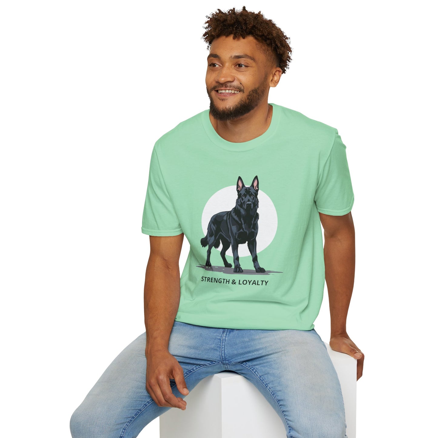 Strength & Loyalty German Shepherd Dog T-Shirt, Unisex Pet Lover Tee, Gifts for Dog Owners, Animal Lovers Apparel, Casual Everyday Wear, Black Dog Shirt