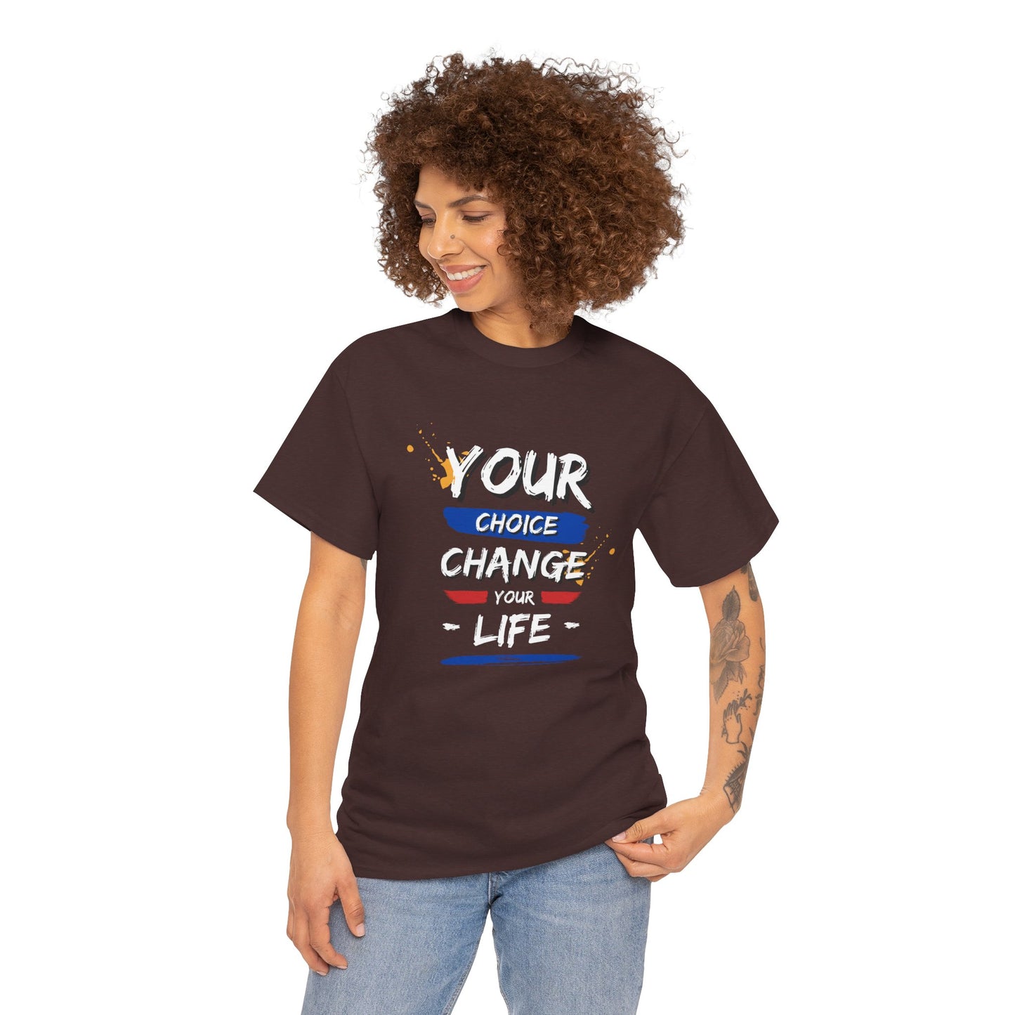 Inspirational Quote Unisex Heavy Cotton Tee - "Your Choice Change For Life", Motivational Shirt, Casual Wear, Gift Idea, Everyday Comfort