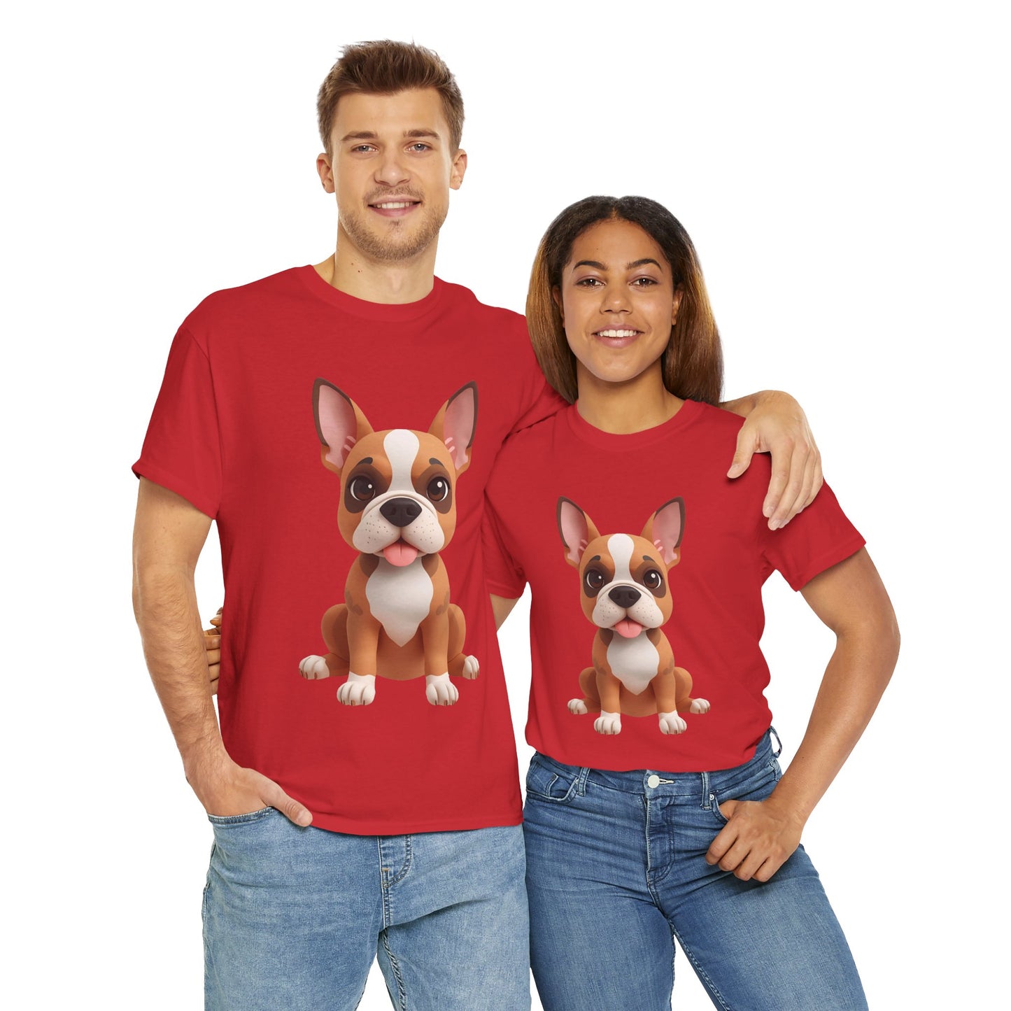 Cute 3D French Bulldog T-Shirt Unisex Heavy Cotton Tee, Dog Lover Gift