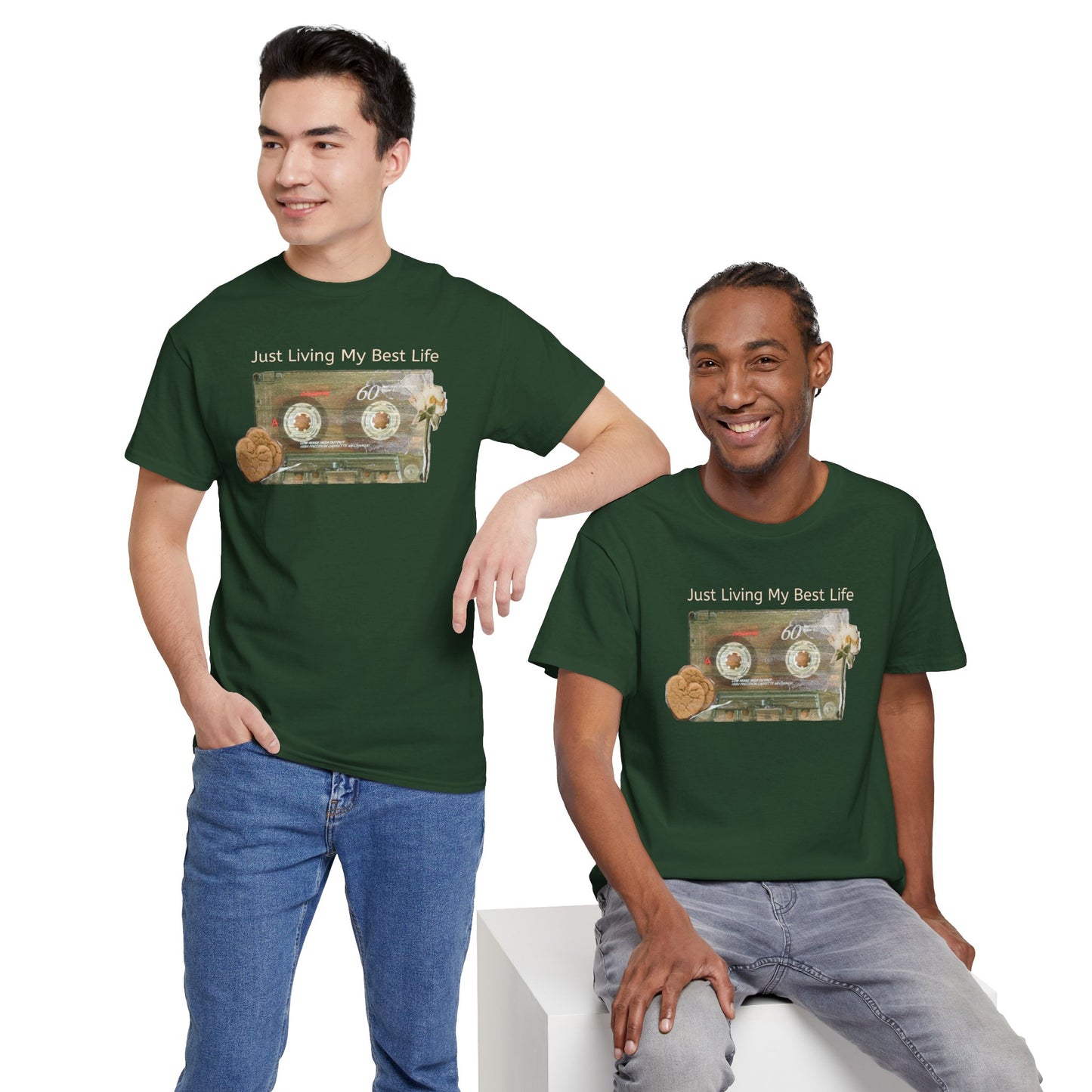 Just Living My Best Life Tee, Vintage Cassette T-Shirt, Casual Wear, Gift for Friends, Music Lover's Apparel