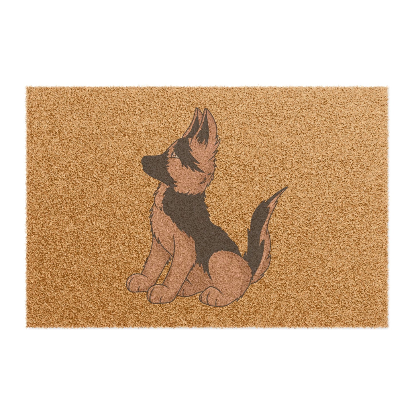 Cute Pet Welcome Mat for Dog Lovers Featuring a Graphic of Cute German Shepherd Puppy Sloppily Sitting