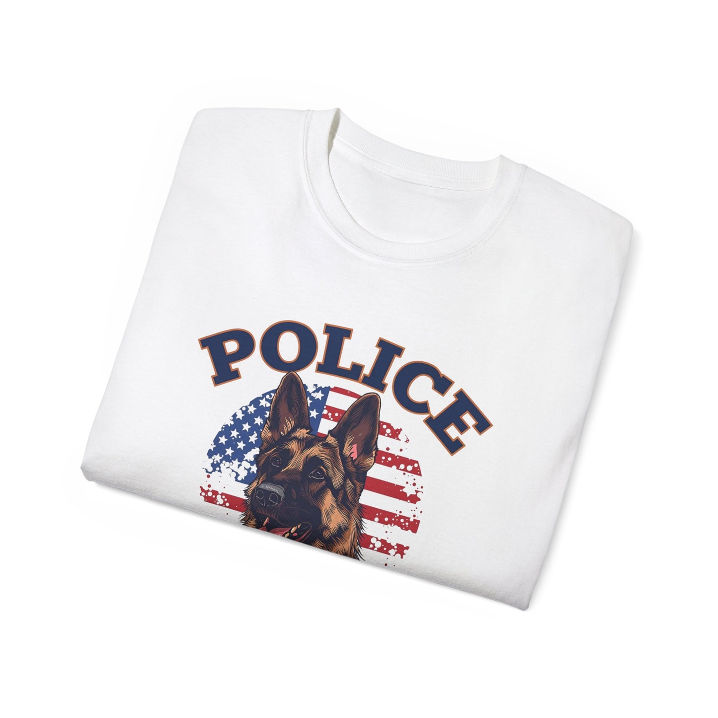 Patriotic Police K-9 Unit Tee for Dog Lovers, Unisex Cotton T-Shirt, Dog Handler Gift, Gifts for Law Enforcement