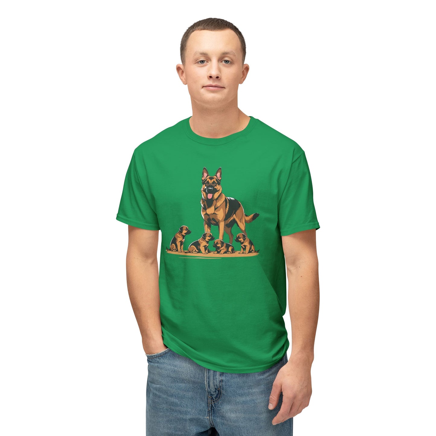 Adorable German Shepherd Family T-Shirt | Dog Lover Gift, Pet Owners Tee, Animal Lovers Apparel, Cute Canine Shirt, Father's Day Gift