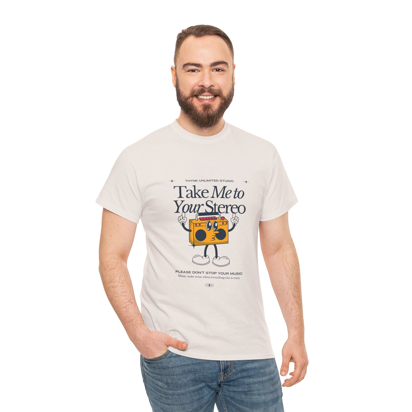 Retro Music Lover Tee - Take Me To Your Stereo, Vintage Style Shirt, Graphic T-Shirt, Unisex Cotton Top, Perfect Gift for Musicians, Summer Outfit