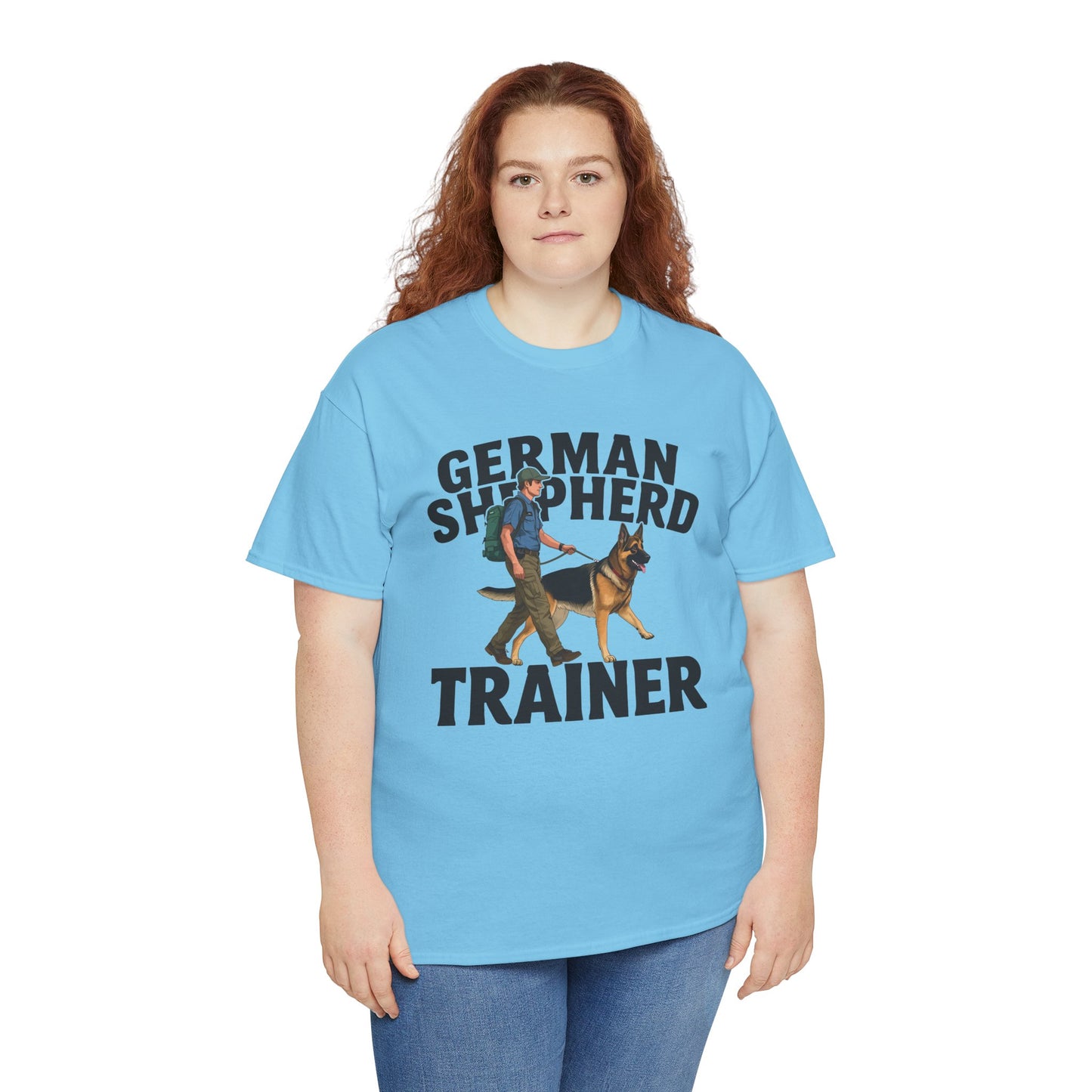 German Shepherd Trainer Tee - Man Holding a German Shepherd | Dog Lover Gift