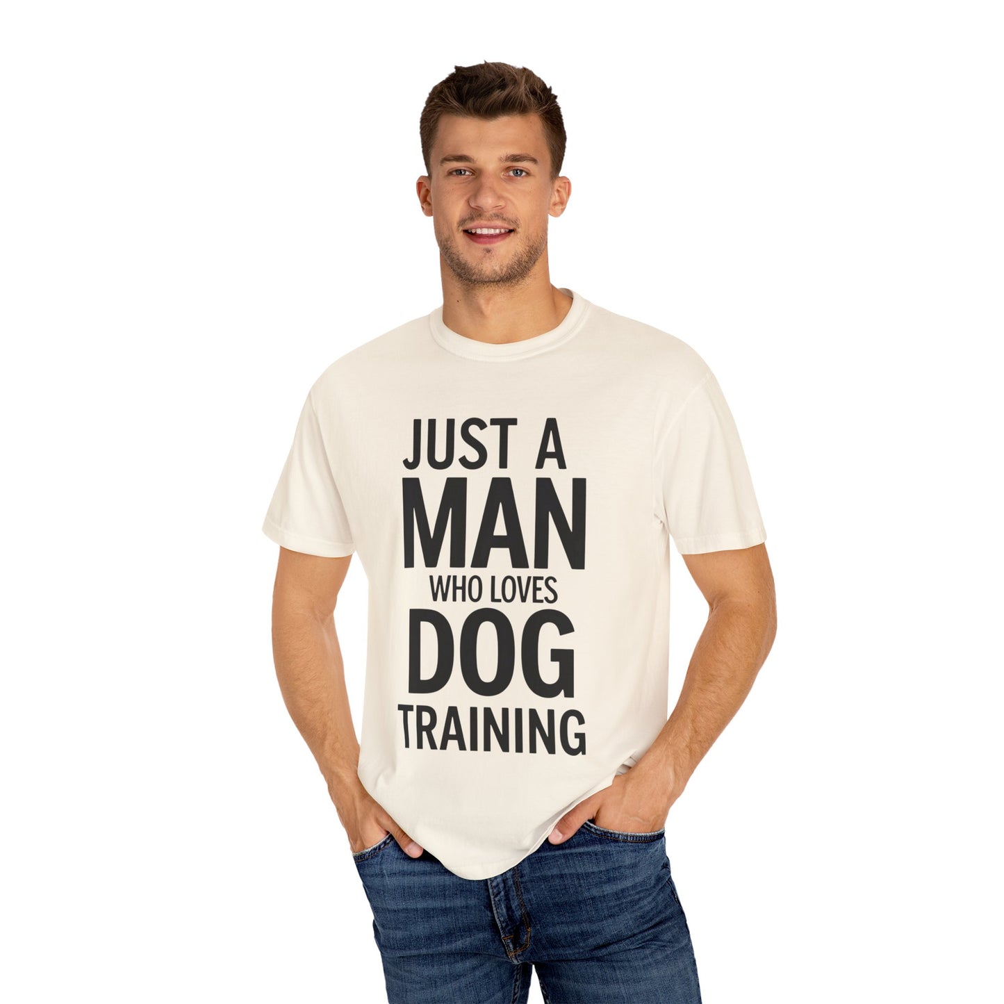 Dog Training Enthusiast T-Shirt - Just a Man Who Loves Dog Training, Pet Lover Gift, Casual Comfort Wear, Dog Owner Apparel, Gift for Dog Lovers