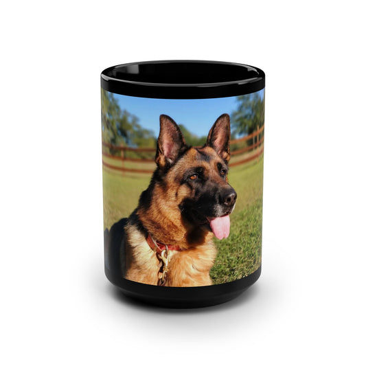 Black Dog Lover Black Ceramic Mug 15oz With a Showline German Shepherd