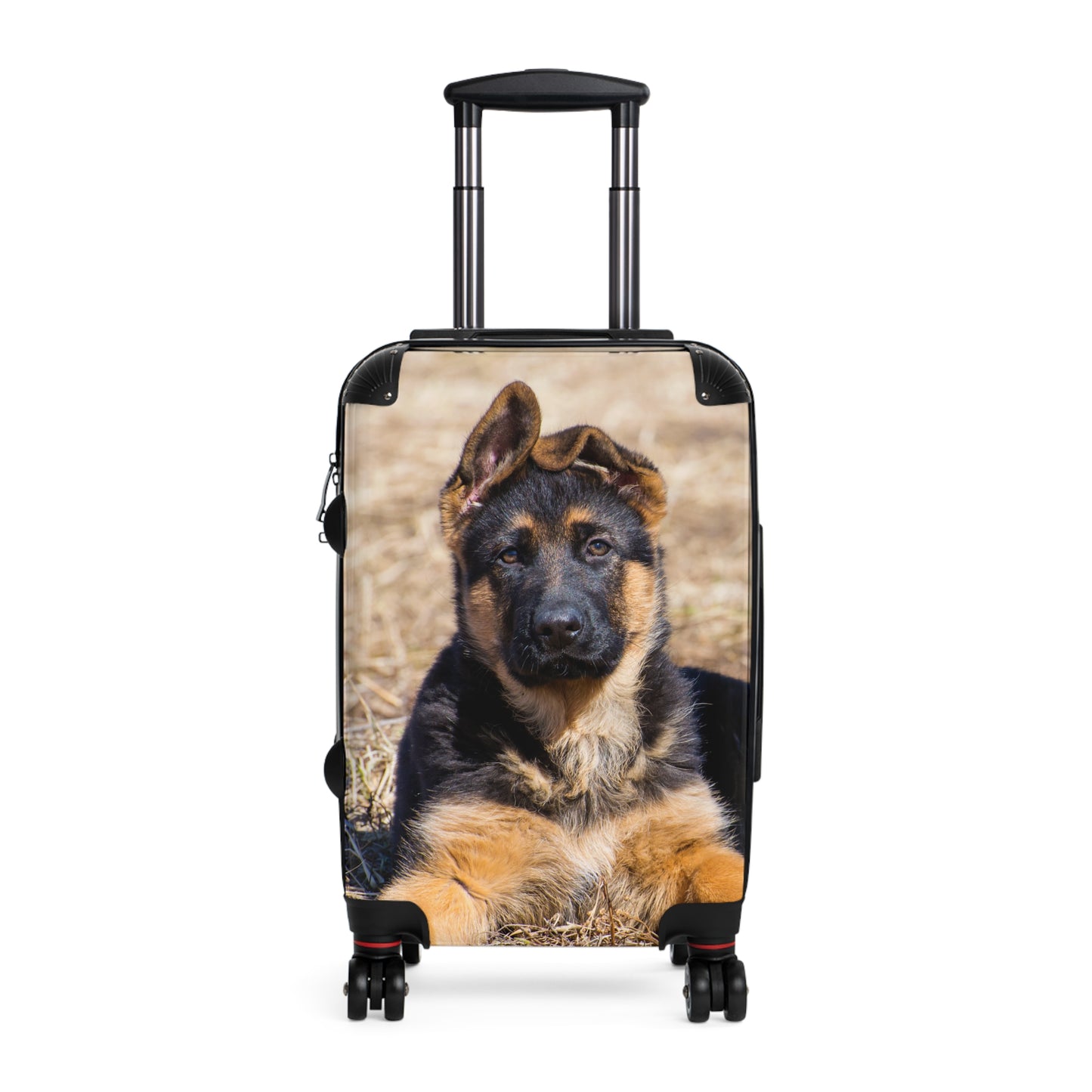Dog Lovers Suitcase Featuring a Gorgeous German Shepherd Puppy Resting on Dry Grass