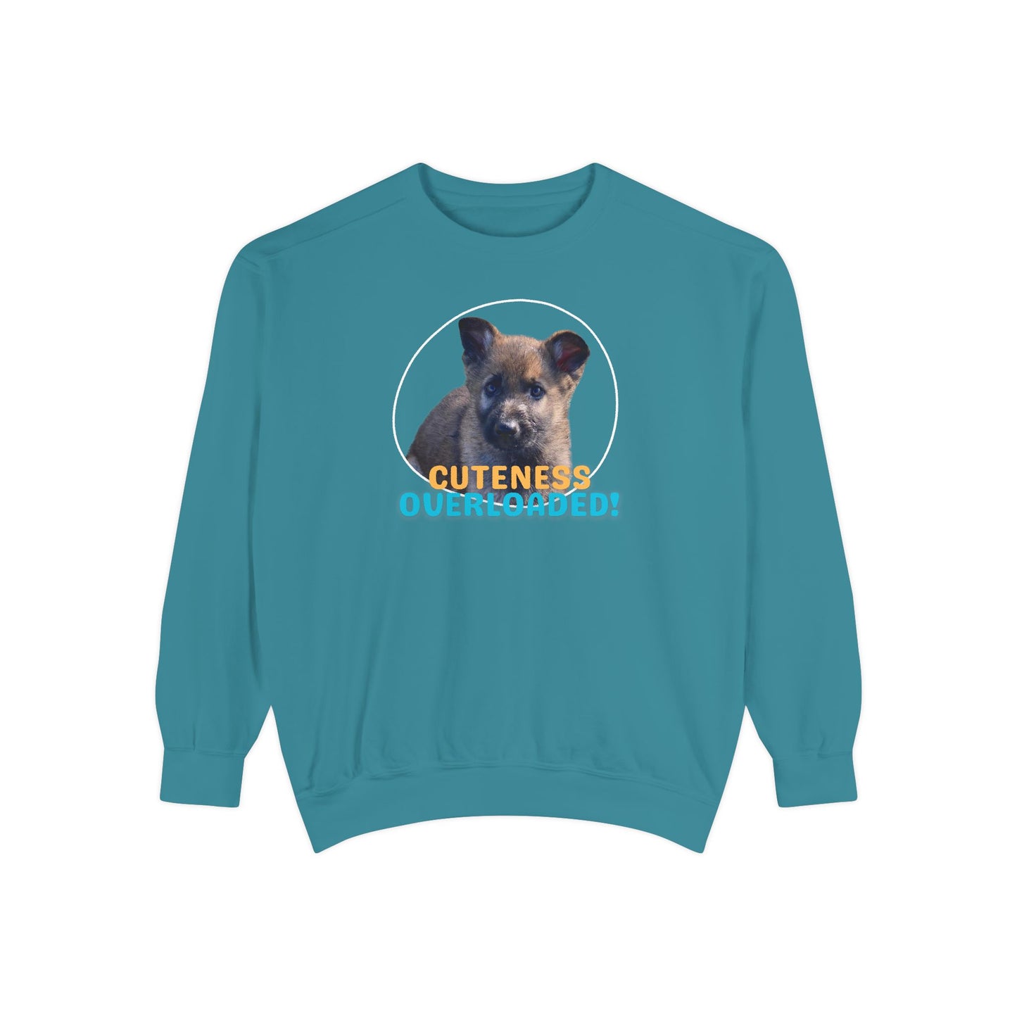 Unisex Dog Lover Hoodie With a Cute Sable German Shepherd Puppy and Caption Cuteness Overloaded
