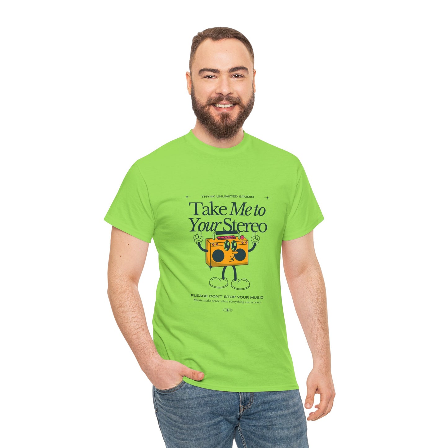 Retro Music Lover Tee - Take Me To Your Stereo, Vintage Style Shirt, Graphic T-Shirt, Unisex Cotton Top, Perfect Gift for Musicians, Summer Outfit