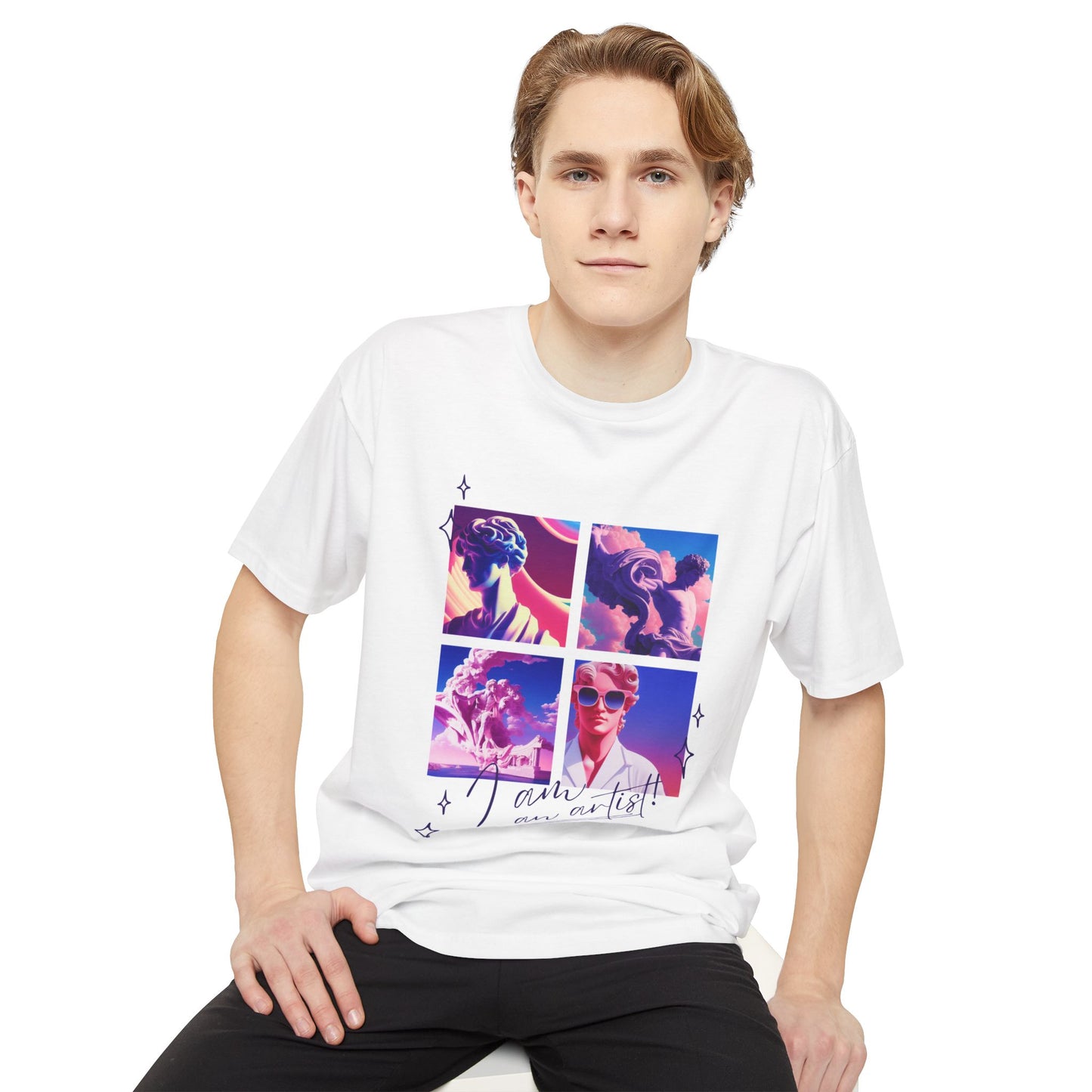Urban Graphic Tee with Artistic Collage Design, Streetwear Fashion, Unisex Apparel, Casual Wear, Gift for Art Lovers