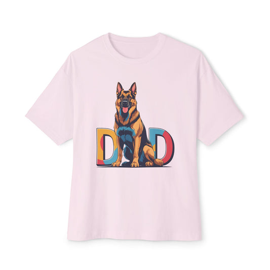 German Shepherd Dad Unisex Oversized Boxy Tee, Dog Lover Gift, Pet Portrait Shirt, Casual Streetwear, Animal Lover Apparel