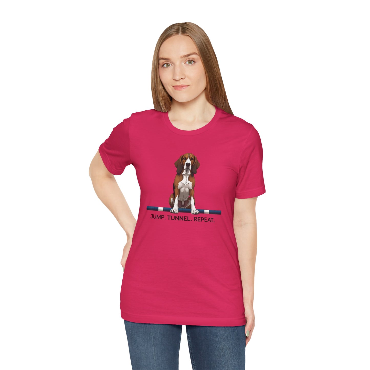 Dog Agility Tee, Fun Pet Lover Shirt, Jump Tunnel Repeat T-Shirt, Dog Enthusiast Apparel, Gift for Dog Owners