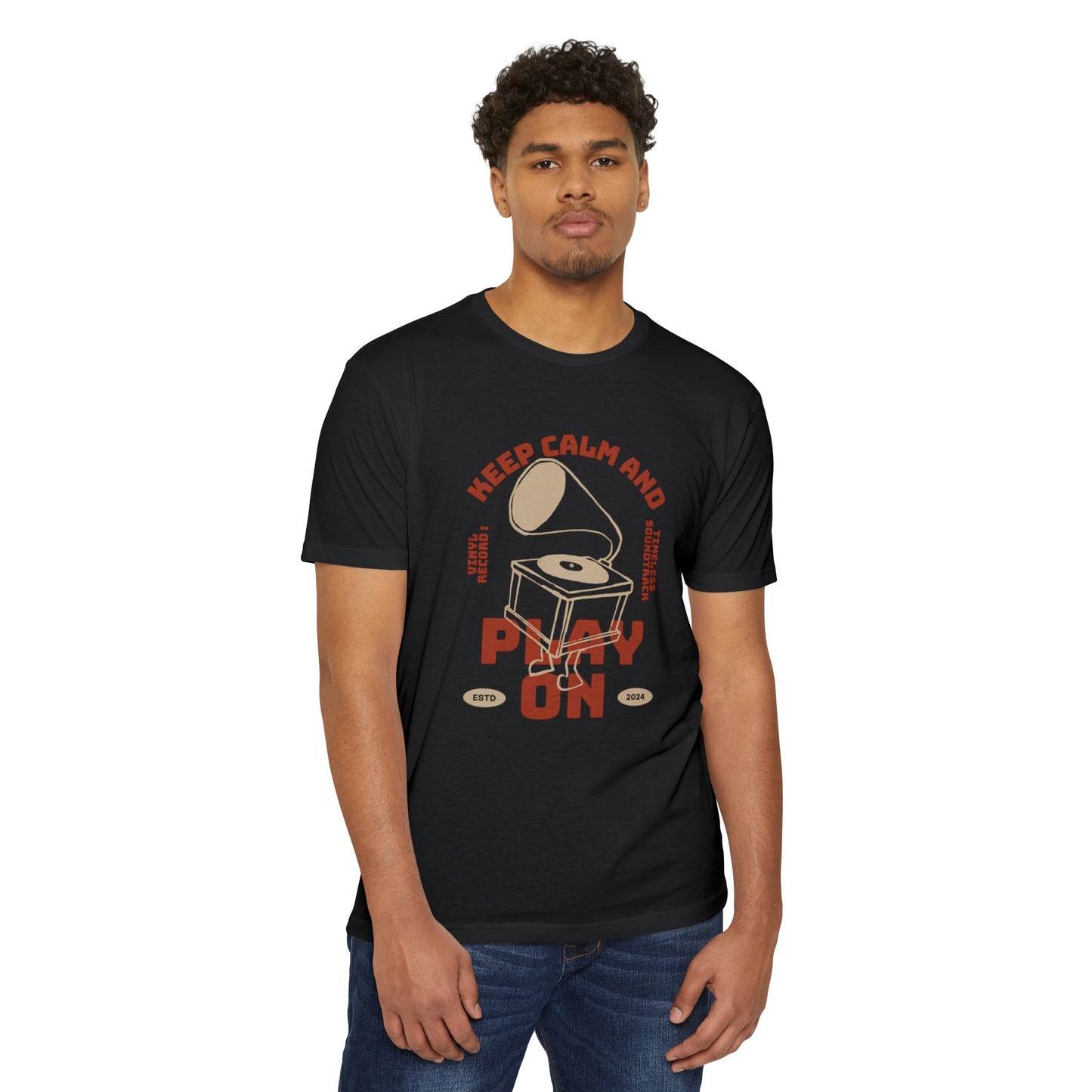 Retro Music Vibe T-Shirt, Unisex Tee, Gift for Music Lovers, Keep Calm and Play On Shirt, Casual Summer Wear, Music Themed Apparel