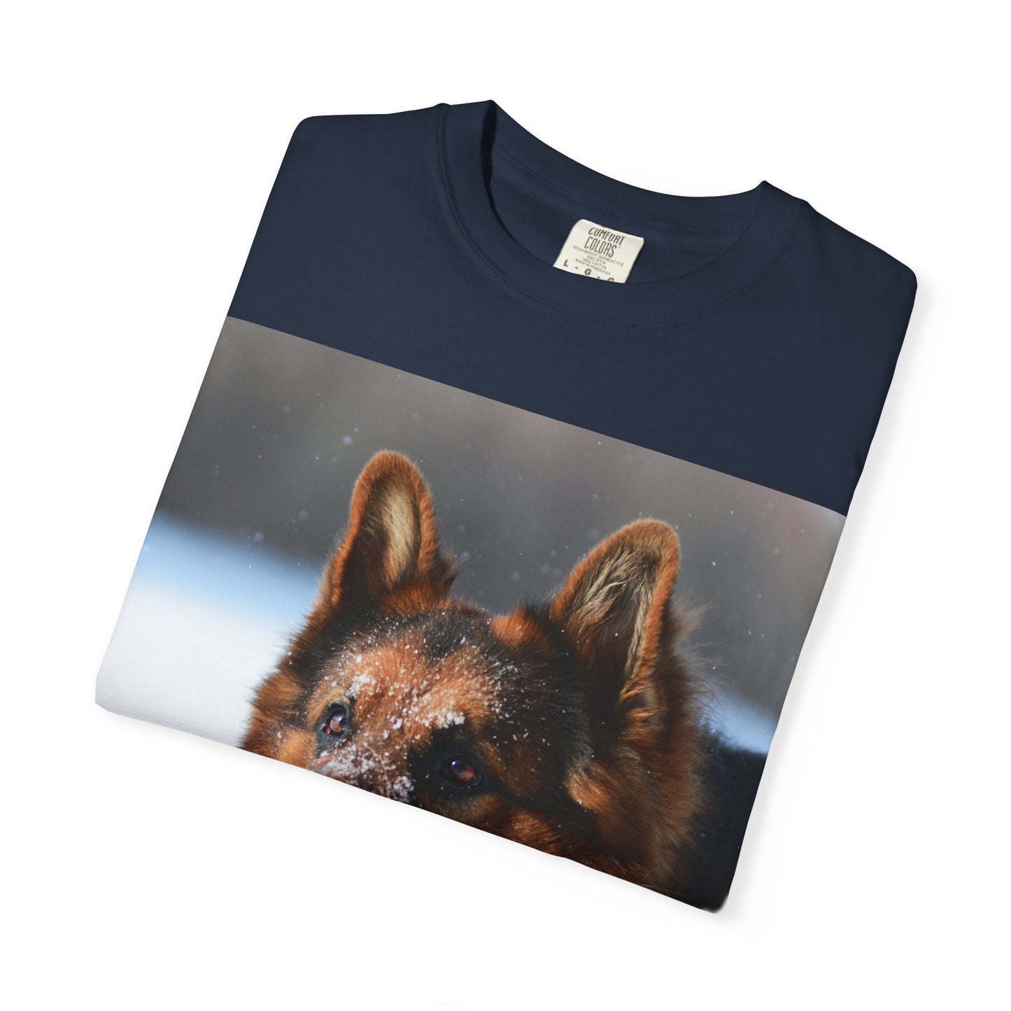 Unisex Dog Photograph T-Shirt - Giant German Shepherd In the Snow