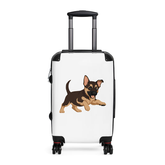 Dog  Lover Travel Suitcase Featuring a Graphic of Cute Playing German Shepherd Puppy