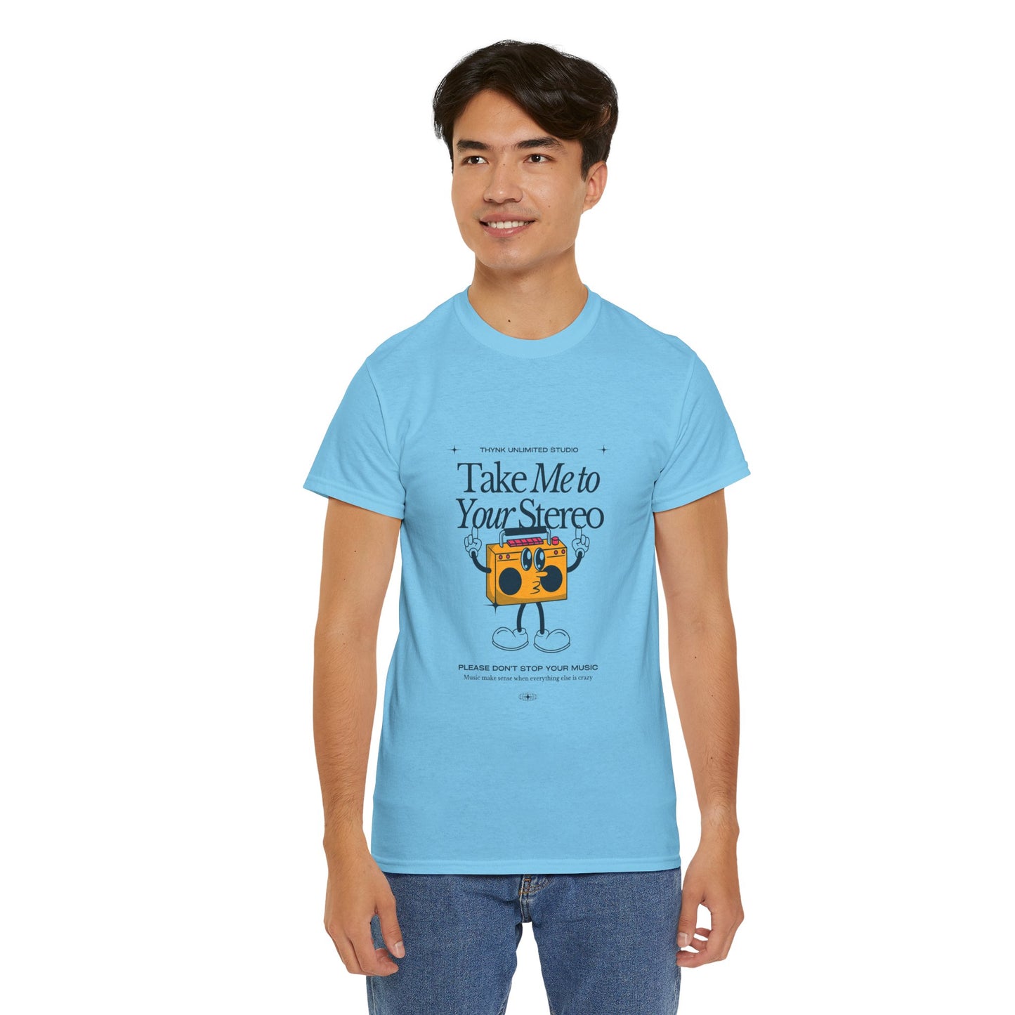 Retro Music Lover Tee - Take Me To Your Stereo, Vintage Style Shirt, Graphic T-Shirt, Unisex Cotton Top, Perfect Gift for Musicians, Summer Outfit