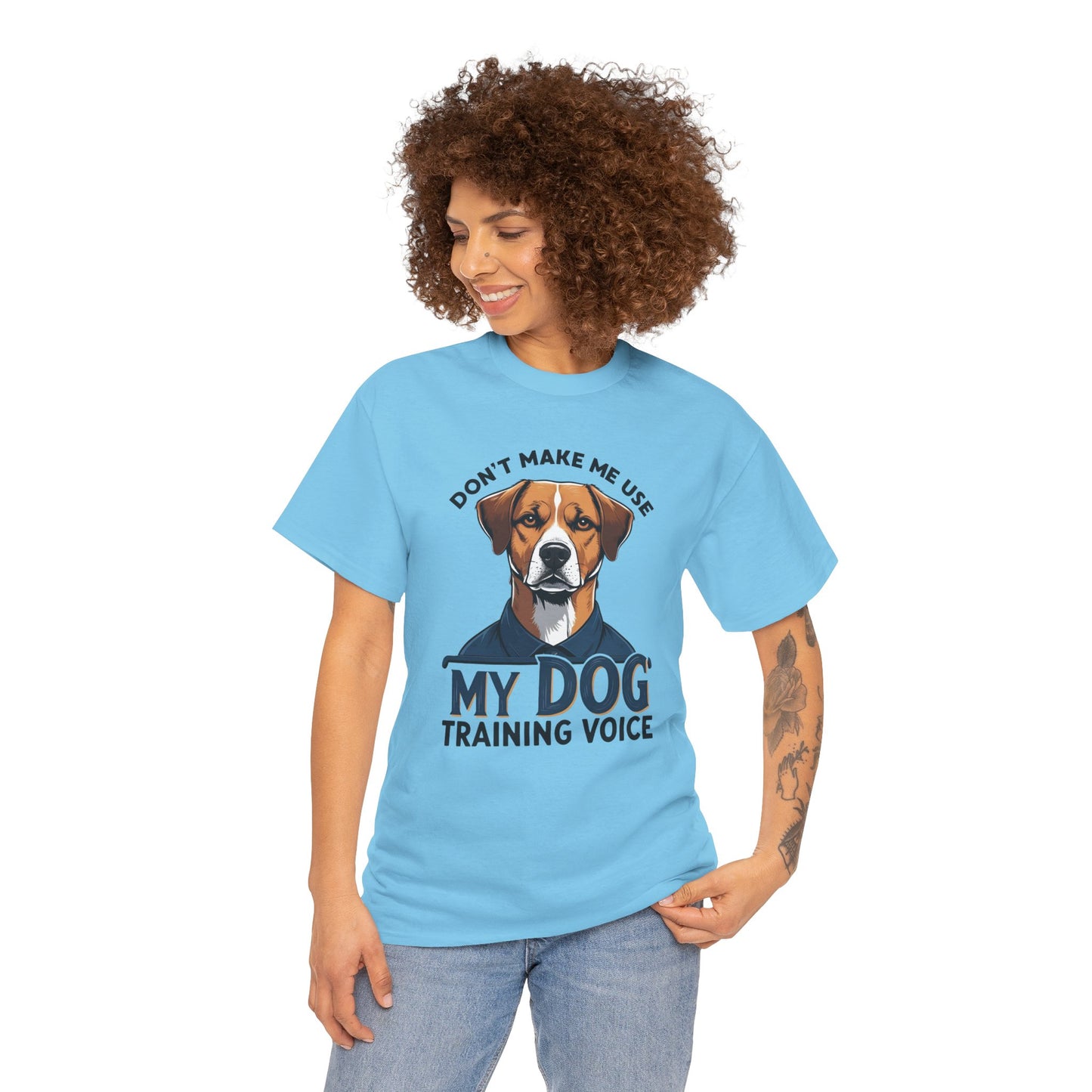 Dog Training T-Shirt - Don't Make Me Use My Dog Training Voice | Perfect Gift for Dog Owners, Casual Wear, Funny Dog Humor Shirt, Pet Training Apparel