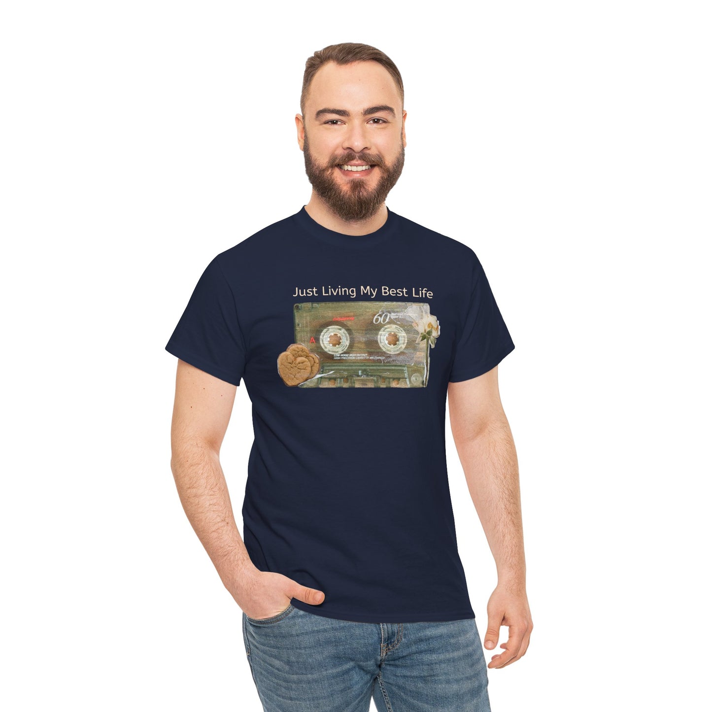 Just Living My Best Life Tee, Vintage Cassette T-Shirt, Casual Wear, Gift for Friends, Music Lover's Apparel