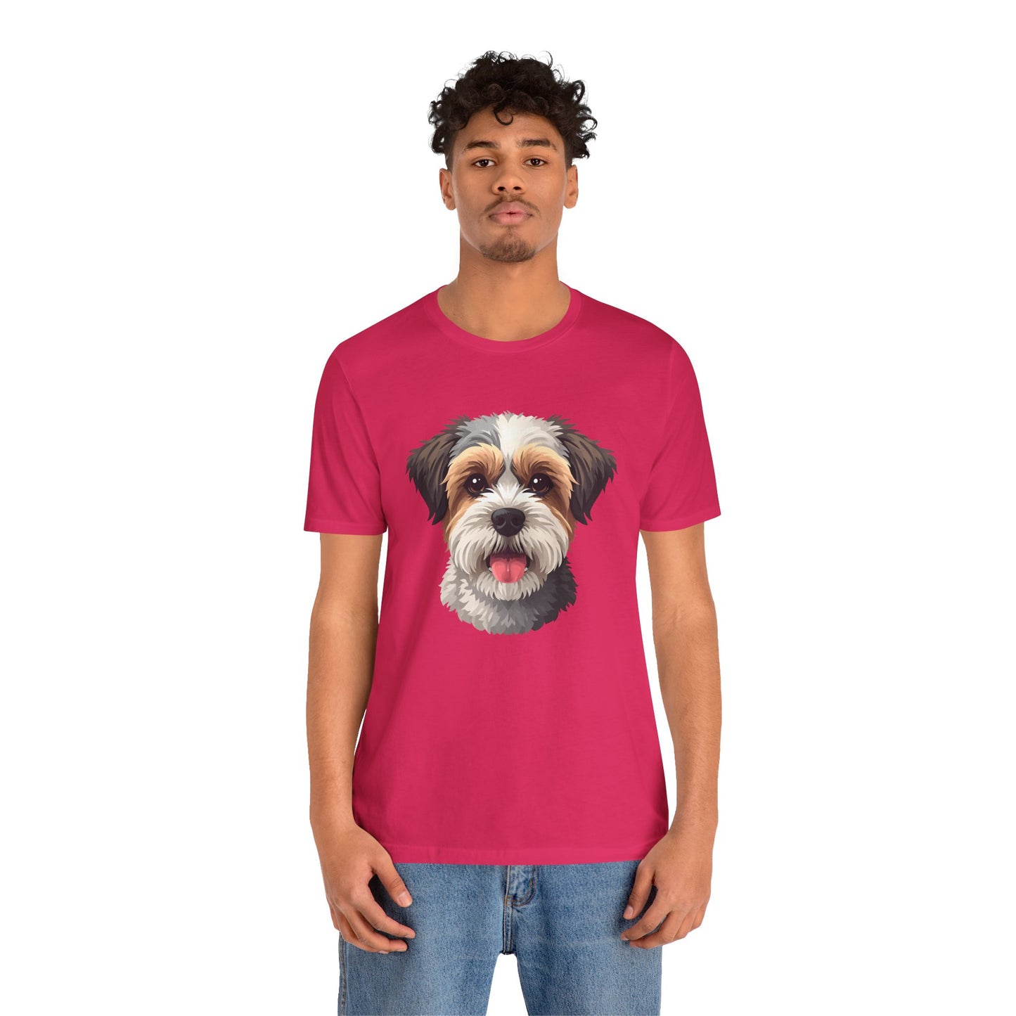 Unisex Dog Lover T-Shirt Featuring a 3D Design of Cute Fluffy Bichon Frise Mix | Gift for Dog Owners
