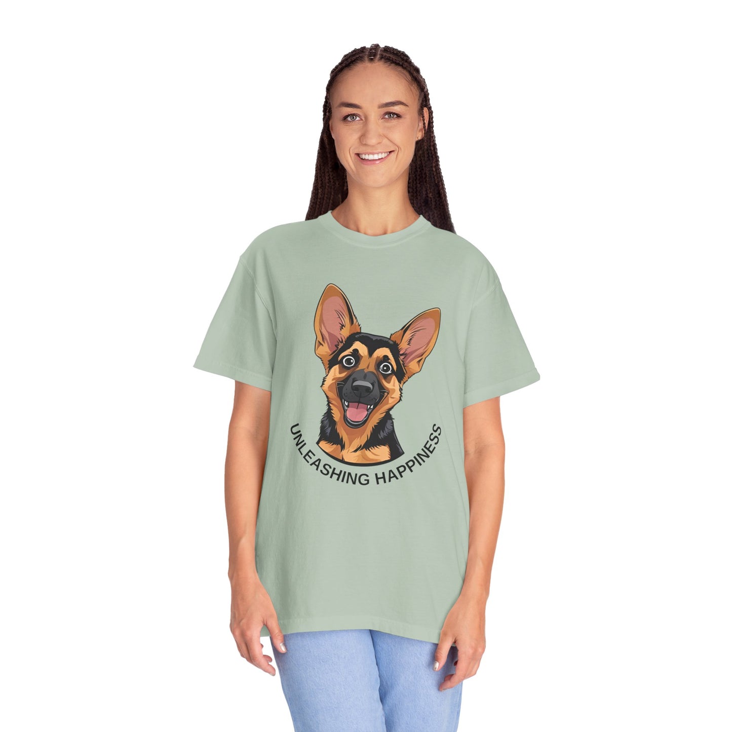 Happy Dog Graphic Tee, Unisex German Shepherd Puppy T-Shirt - Unleashing Happiness, Pet Lover Gift, Animal Lovers Apparel, Unique Dog Lover Shirt